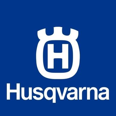 A blue and white logo of husqvarna