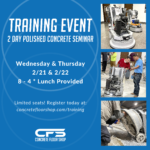 A flyer for the February 2024 Polished Concrete Seminar.
