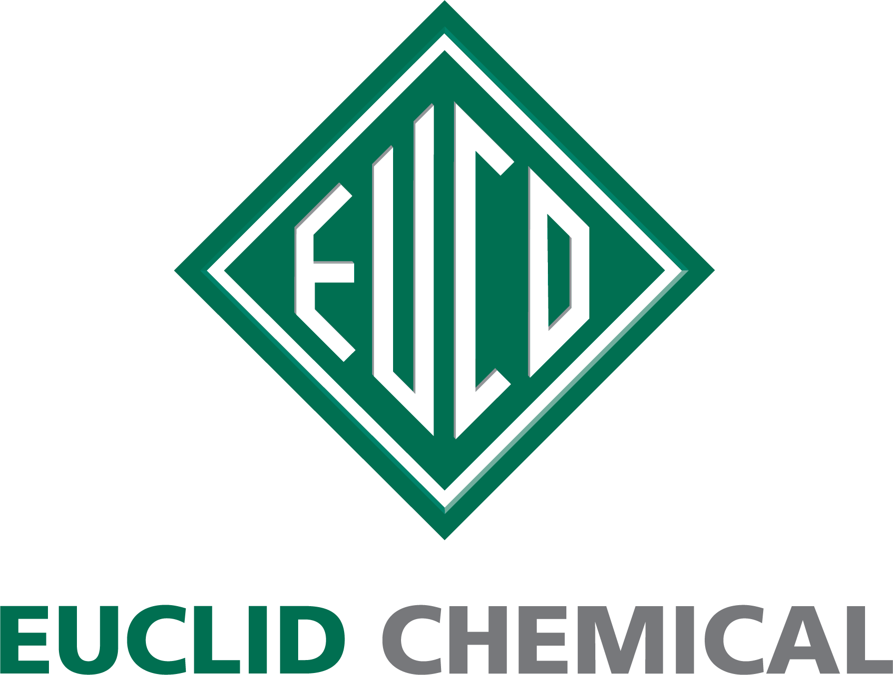 Logo of Euclid Chemicals featuring a green diamond shape with stylized white text.