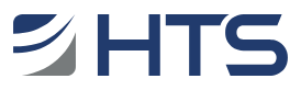 HTS logo with stylized elements and blue text.