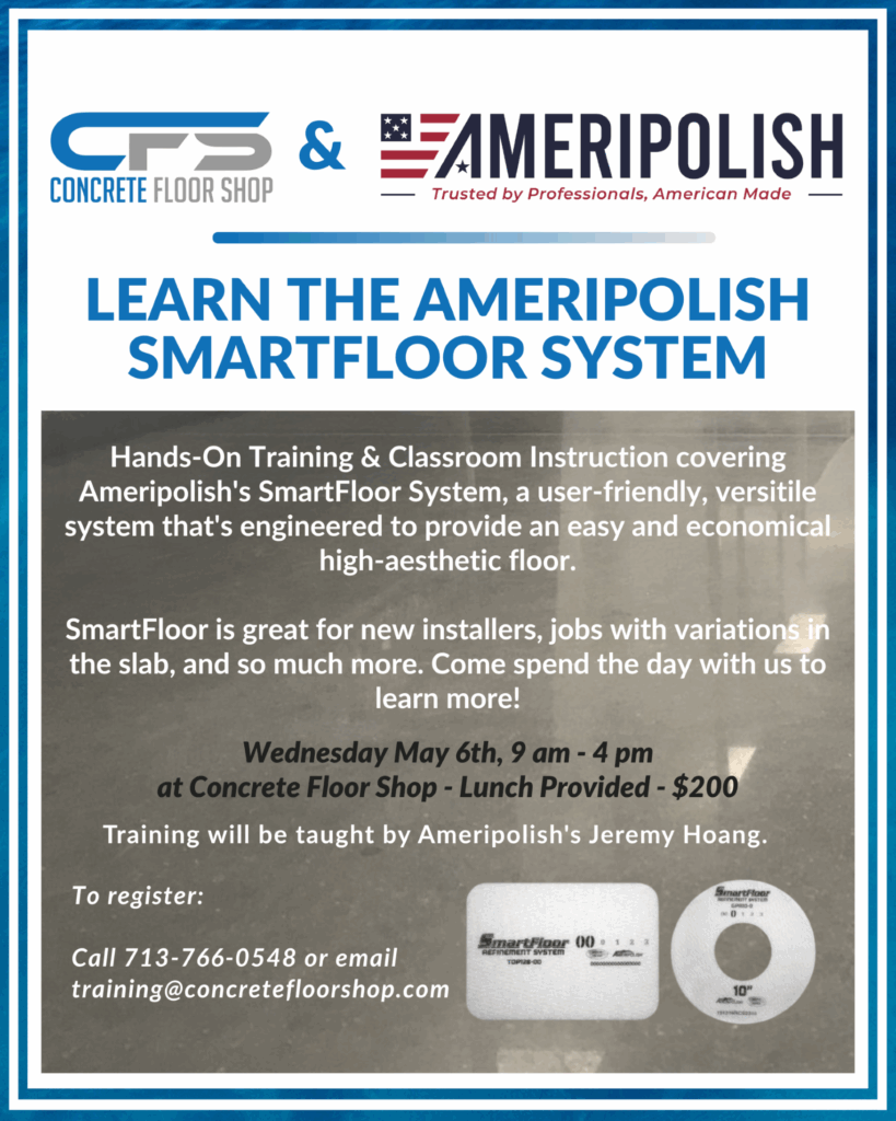 Flyer for Ameripolish Smartfloor System training event with details.